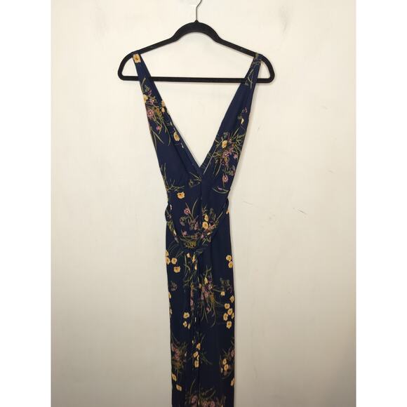 Reformation Mademoiselle Sofi Floral Jumpsuit Tie Waist Navy - Picture 3 of 10